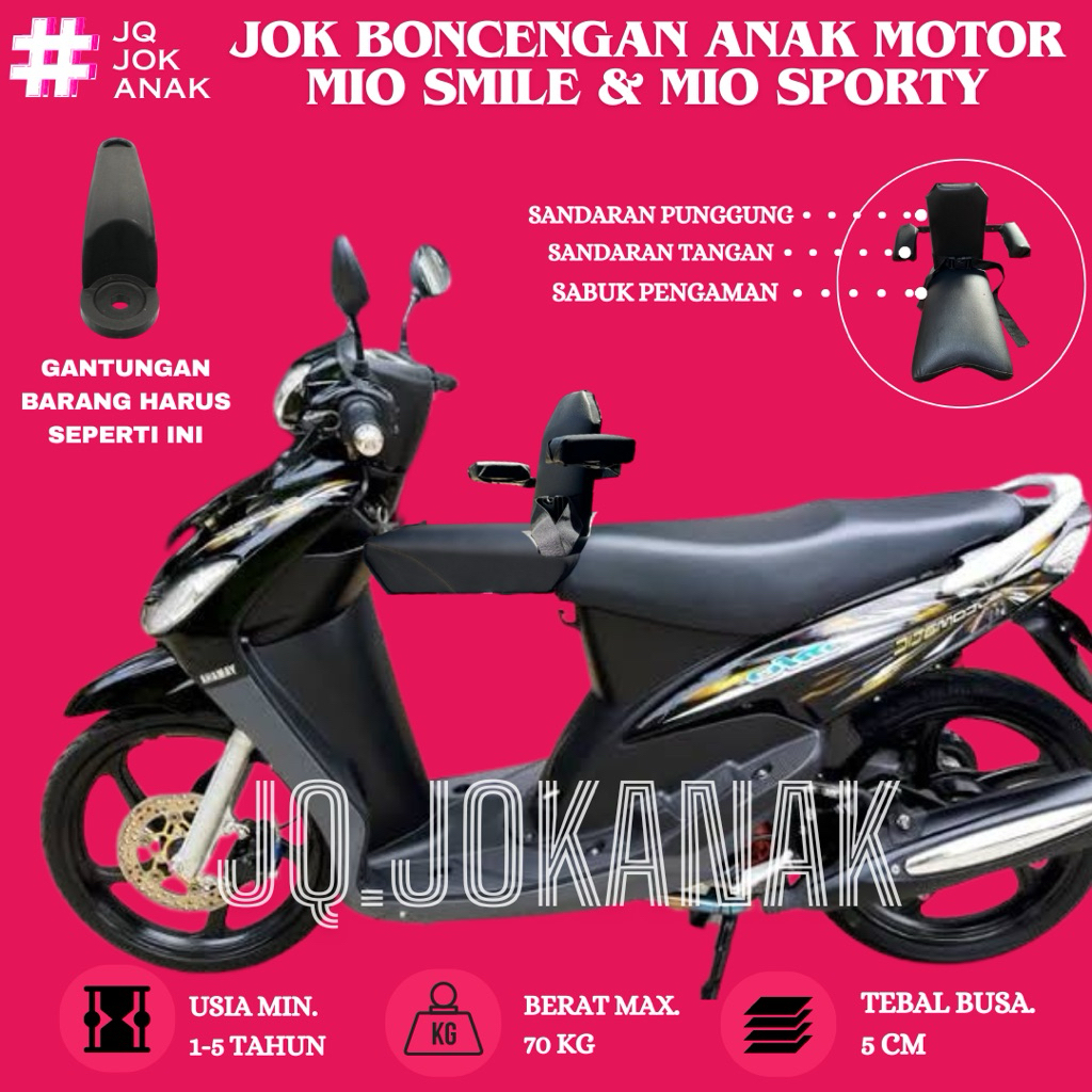Jok Boncengan Anak Dengan Sandaran Motor MIO SMILE & MIO SPORTY Kursi Dudukan Anak Motor Matic
