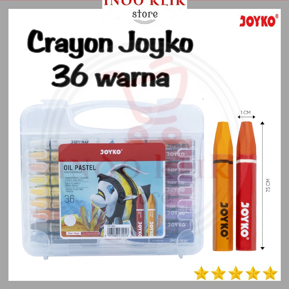 

KODE F35B Crayon Joyko OP36S Krayon minyak 36 Warna Oval Oil Pastel Crayon Non Toxic OP 36 S