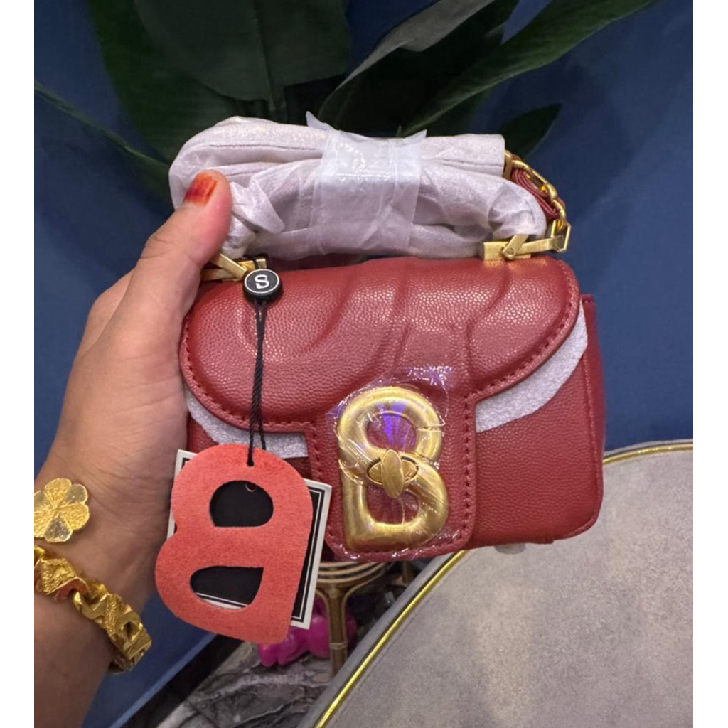 Alma Lethear Micro Bag Buttonscarvws Red NEW