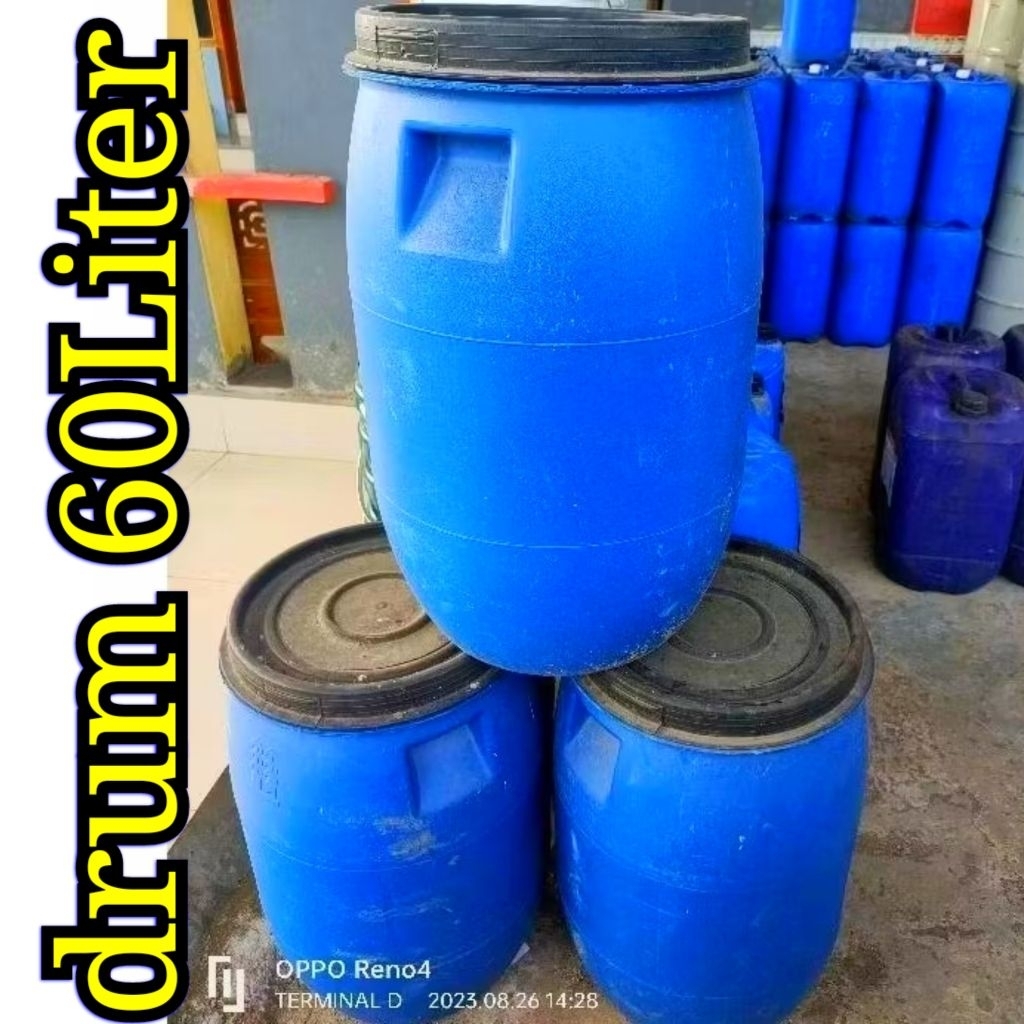 Drum plastik 60 liter.tong plastik 60Liter.barang baru bukan bekas..anti bocor komplit tutup.drum te