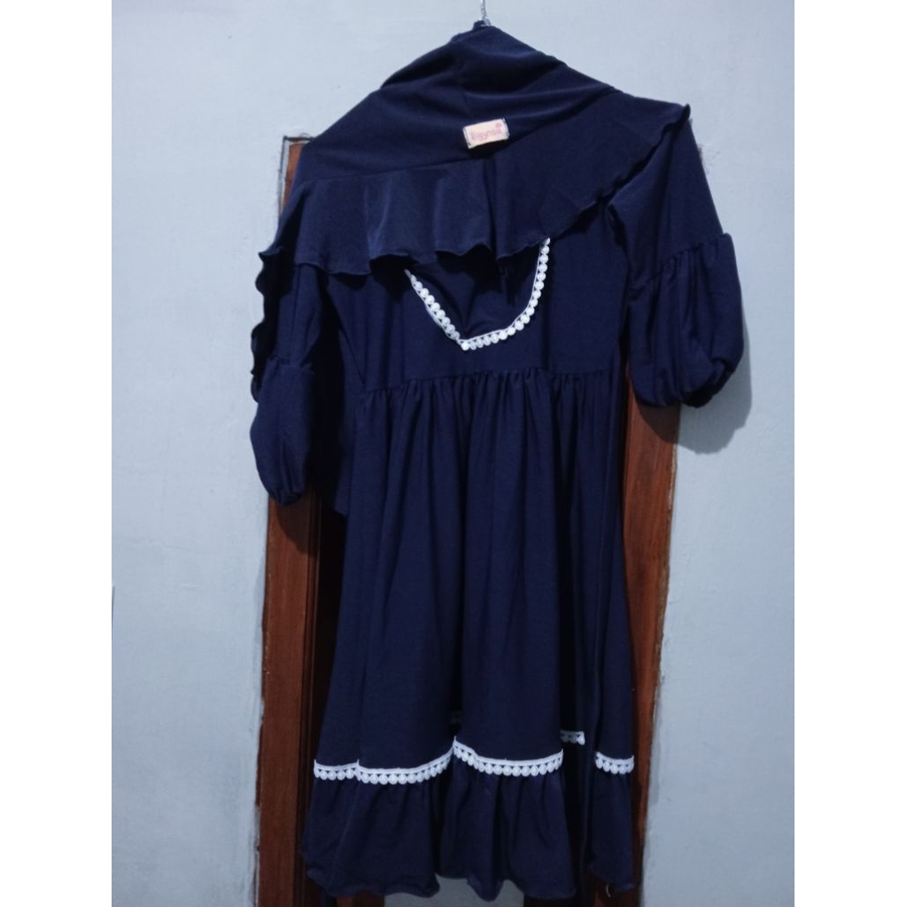 gamis navy anak perempuan bahan Jersey premium