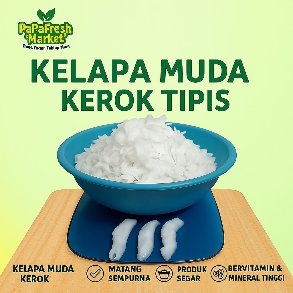

KELAPA MUDA FROZEN KEROK TIPIS SIAP PAKAI 1 KG DAN 500 GR