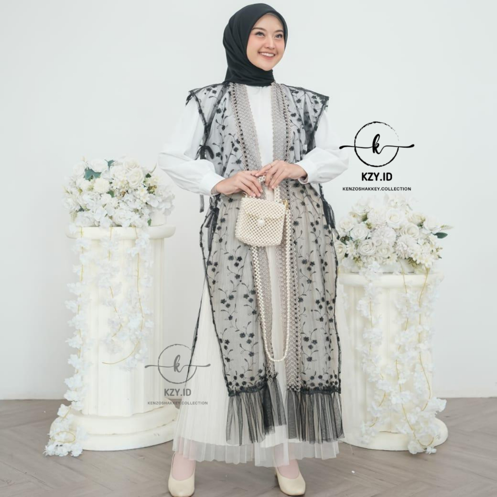 [Kzy.Id] Outer Brukat Fauzana //  Outer Kondangan Wanita Kekinian Bahan Brukat Kombinasi Tille Tanpa