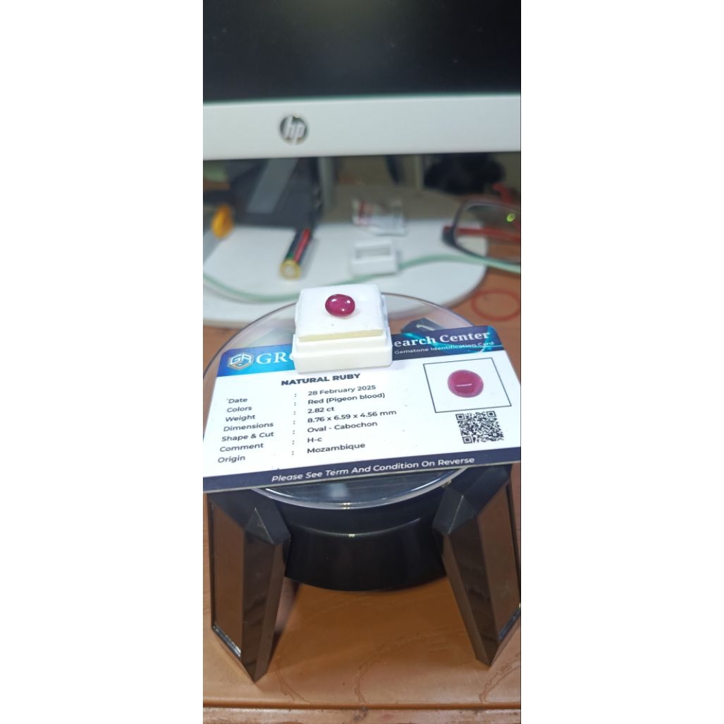 Natural ruby with memo