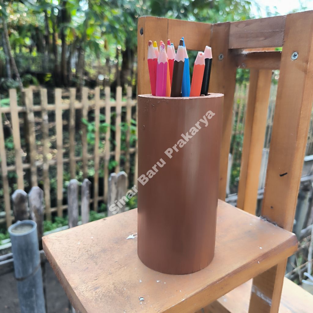 

Tempat Pensil Pencil Pulpen Bambu Warna Coklat Full