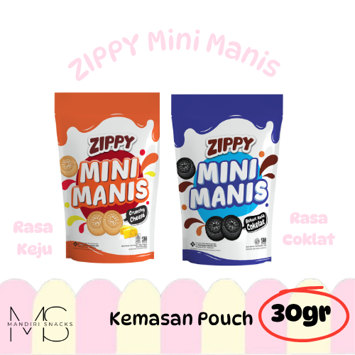 

ZIPPY MINI MANIS RASA KEJU DAN COKLAT 30 Gr Biskuit Kemasan Pouch