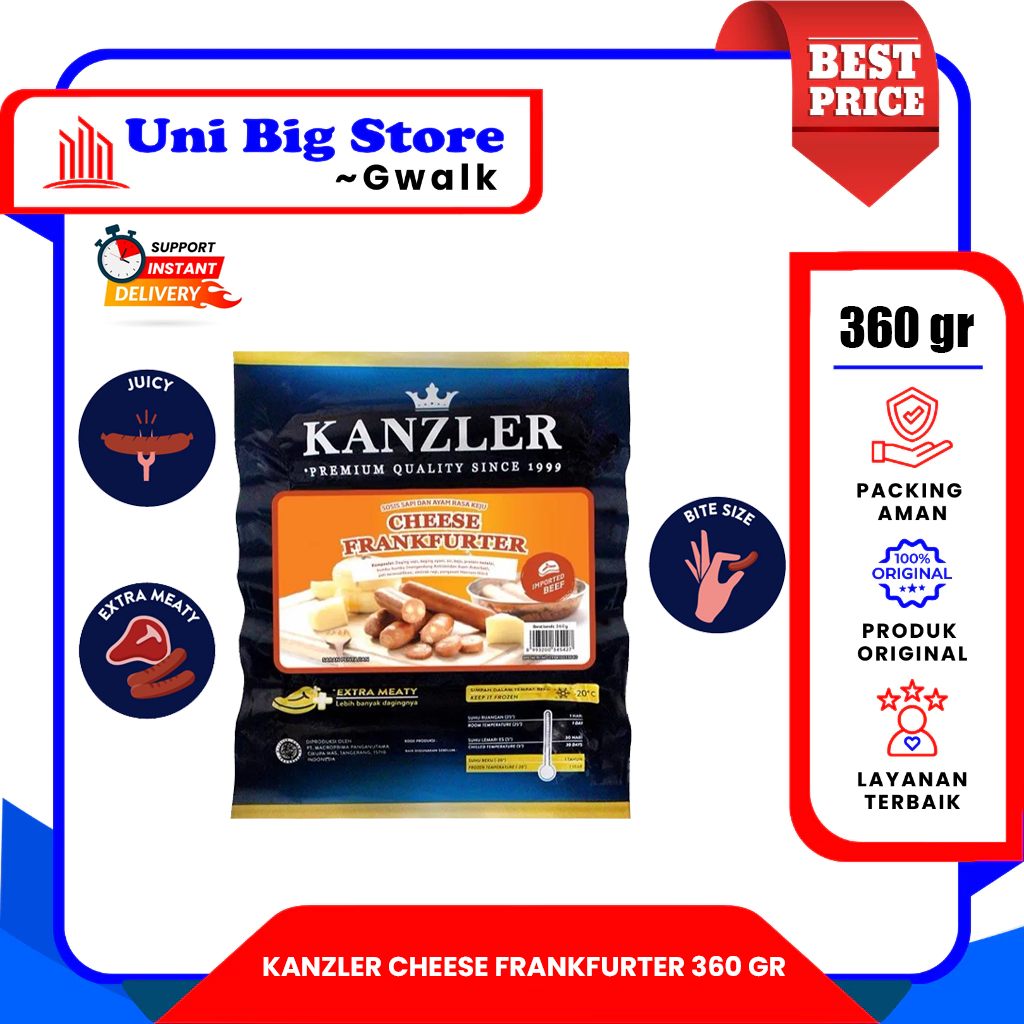 

KANZLER CHEESE FRANKFURTER SAUSAGES SOSIS AYAM SAPI KEJU - 360 gr