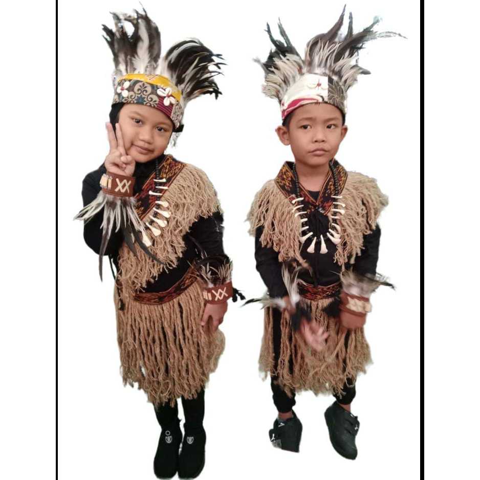 Baju adat papua Anak, Kostum tari anak, Kostum papua anak, Karnaval anak, Head band, Baju papua anak