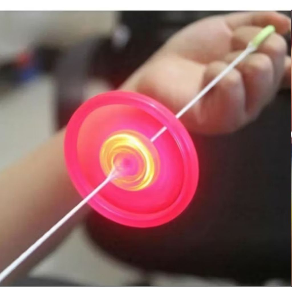 Mainan gangsing tarik bunyi+lampu LED warna/gasing putar