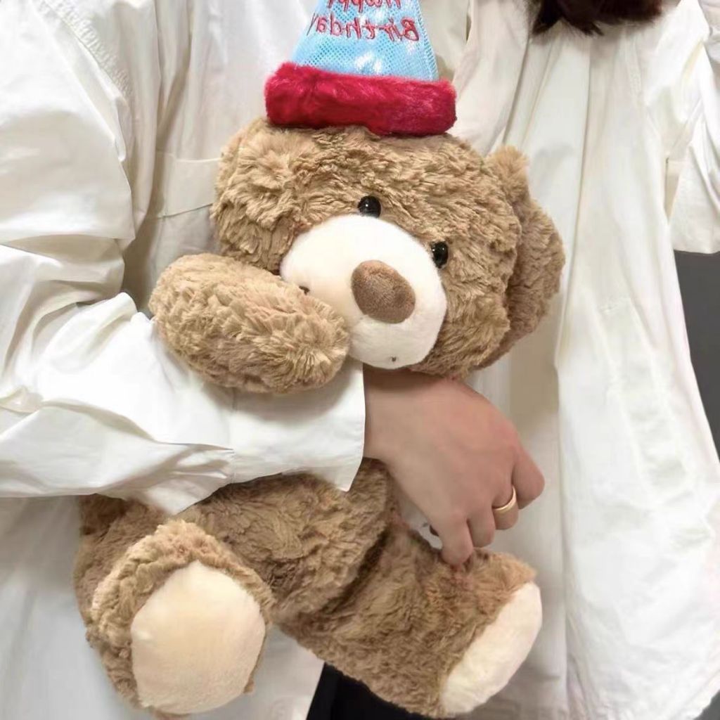 Plush doll Boneka Beruang Kue Beruang Mainan Ulang Tahun Topi Beruang Boneka Mainan Hadiah Asli