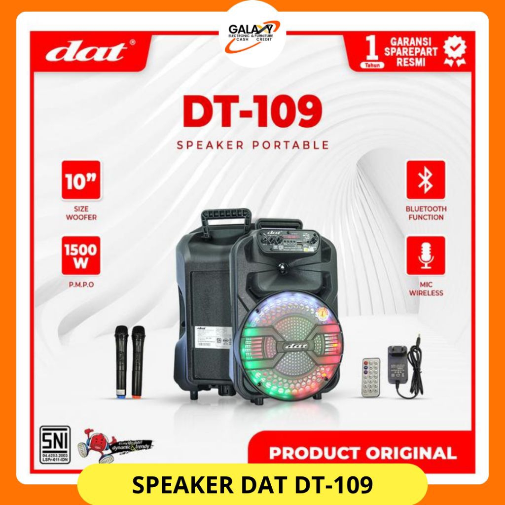 [ORIGINAL] Speaker DAT Speaker Portable wireless DAT DT-109 Speaker dat troli 10 inch