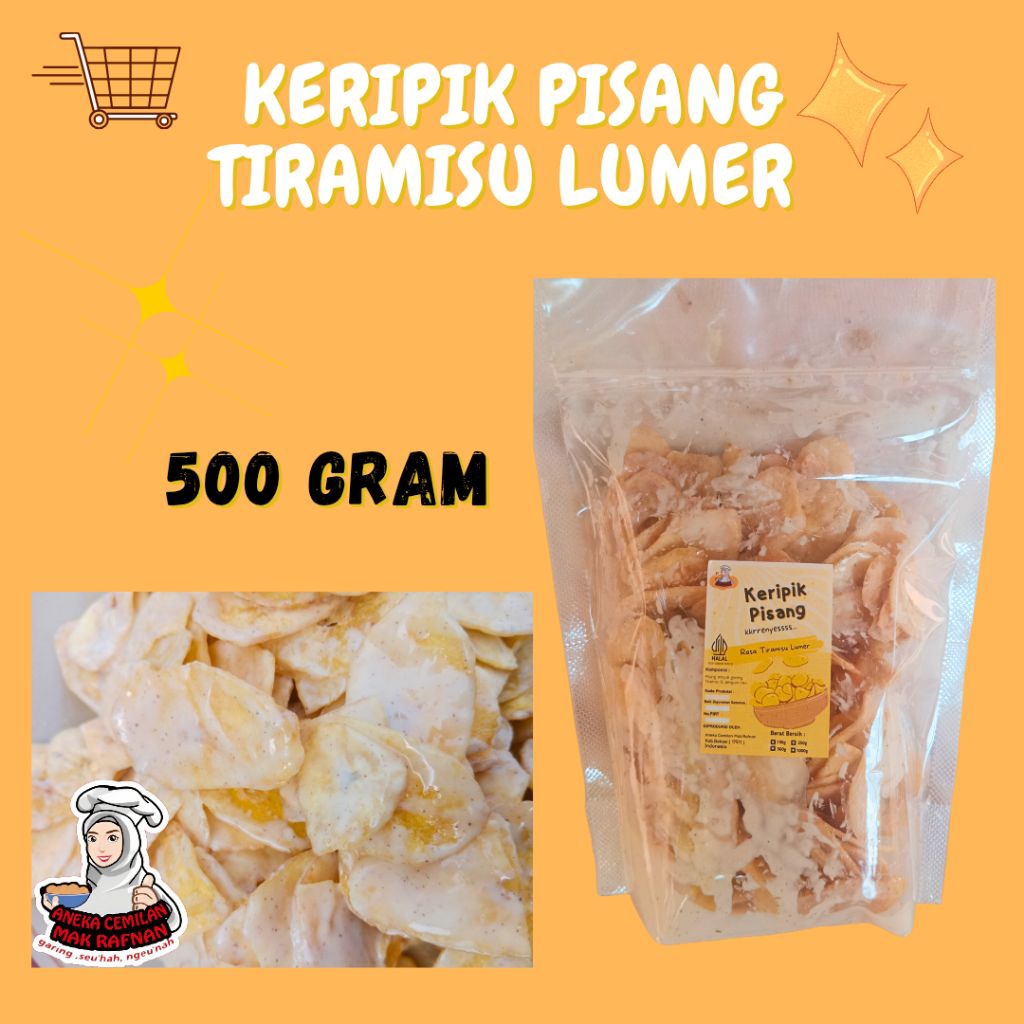 

Keripik Pisang Nangka Gurih enak Renyah fresh Rasa Tiramisu Lumer 500gram