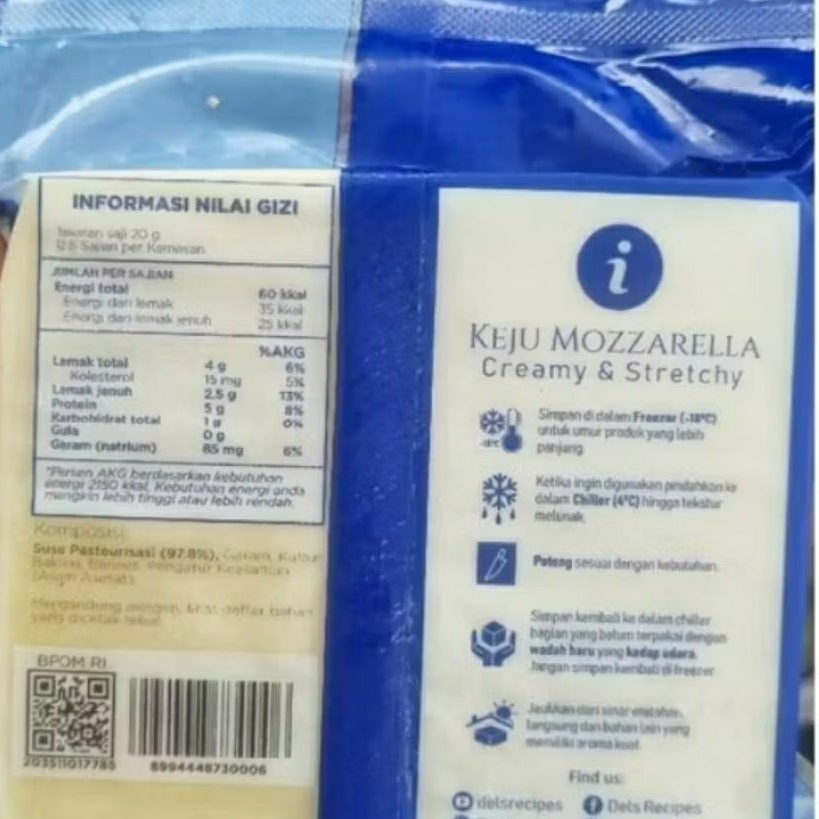 

Keju Mozzarella Dels/Mozzarella Cheese 250gr