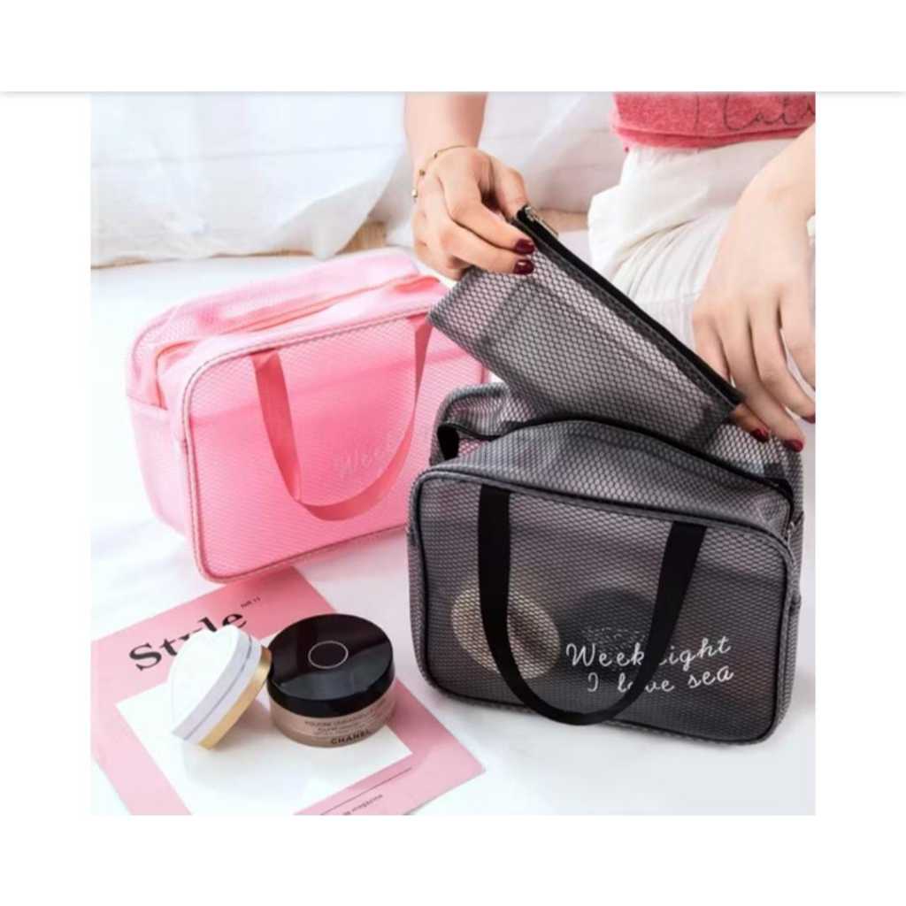 Tas make Up I LOVE SEA / Tas Traveling / Traveling Bag Kosmetik