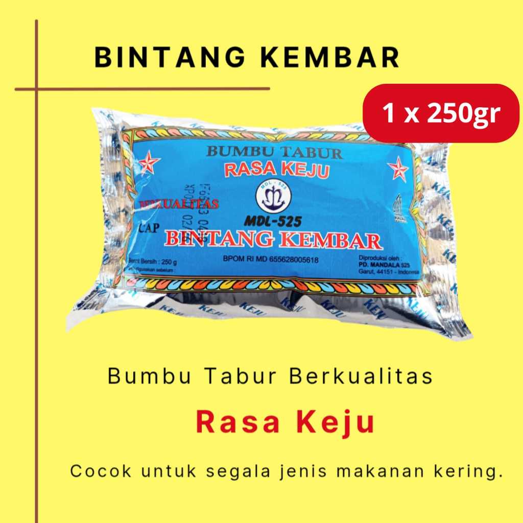 

Bumbu Tabur Rasa Keju merk Bintang Kembar mdl 525 250gr
