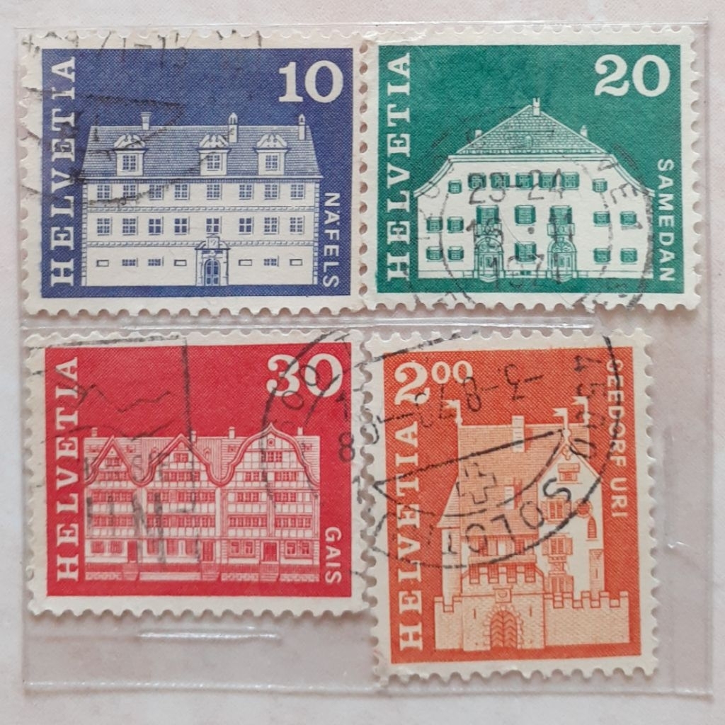 

Perangko Swiss/Switzerland Postal History-Motifs and Monuments (2nd Series) Tahun 1964-1968 set 4pcs