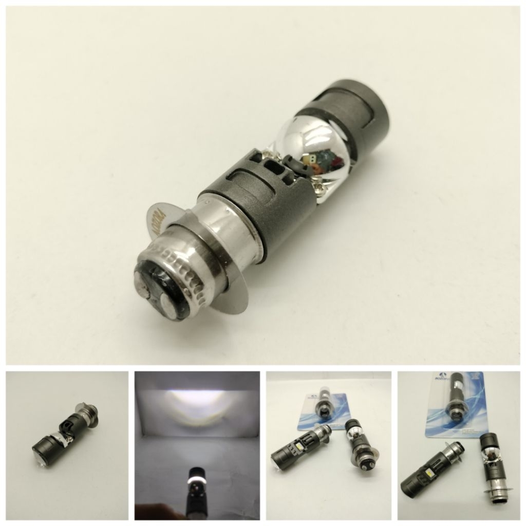 Lampu Utama Socket H6 Biled AOZORA Cahaya Putih-Putih Jauh Dekat Putih AC DC Universal Matick Bebek