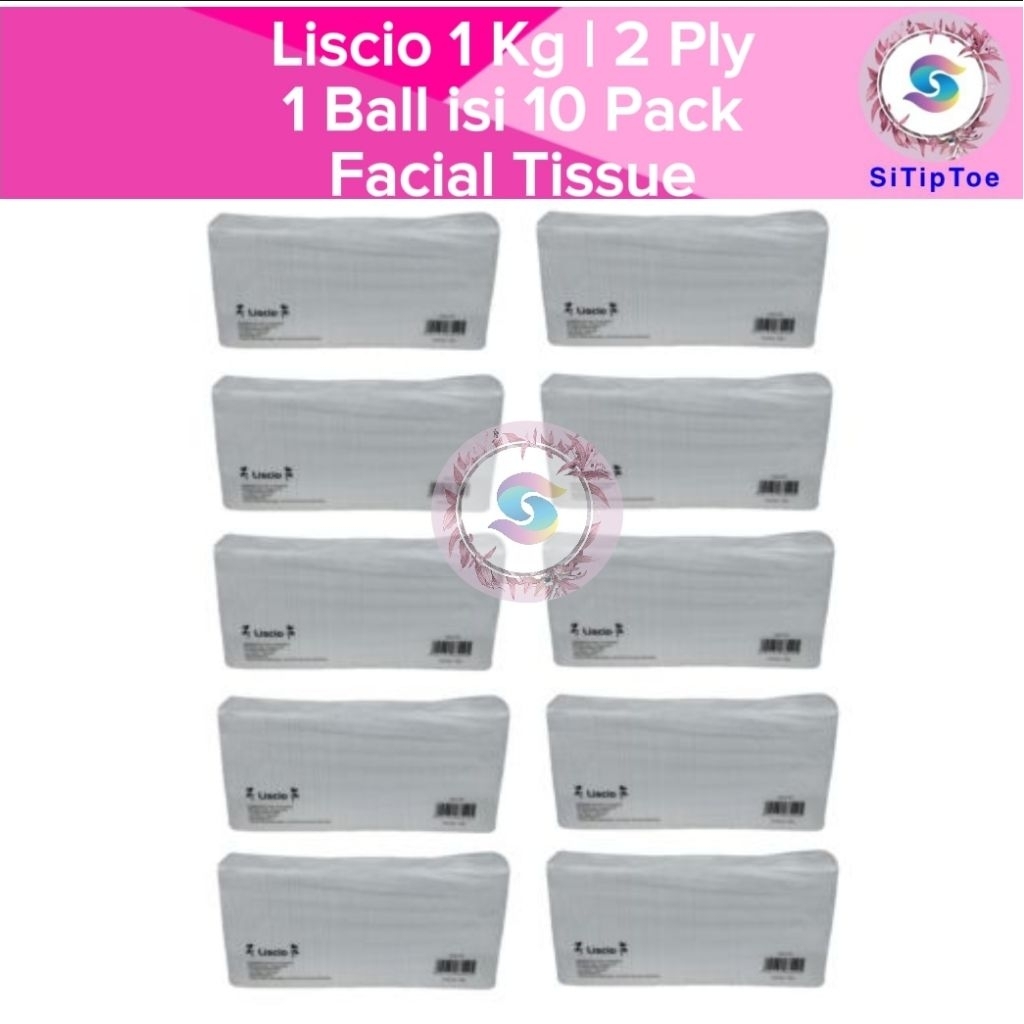 [1 Ball = 10 Pack] Tisu LISCIO Facial Tissue 1000gr 2 Ply Tisu Wajah 1 Kg Murah Grosir Promo
