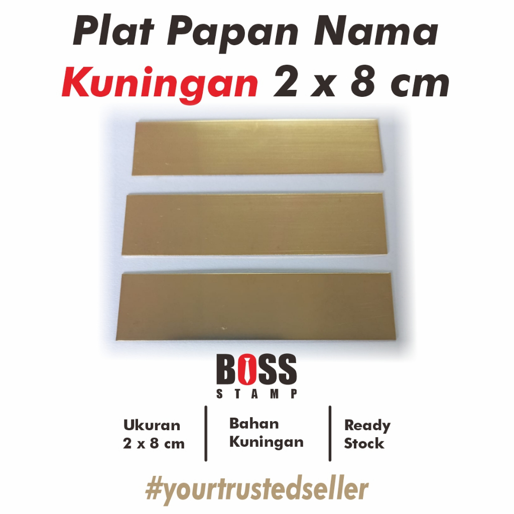 

Bahan Nama Dada /Namet Tag/ Papan Nama Plat Kuningan Sudut Lancip