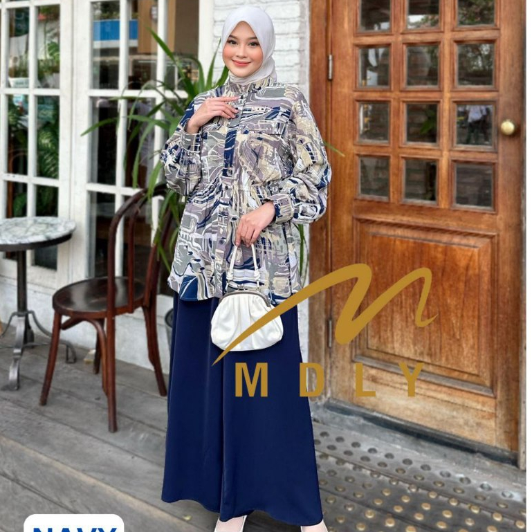 MDLY Baju setelan wanita/OneSet Celana/Setelan Celana Casual Motif  Print/Qinara Set by MDLY