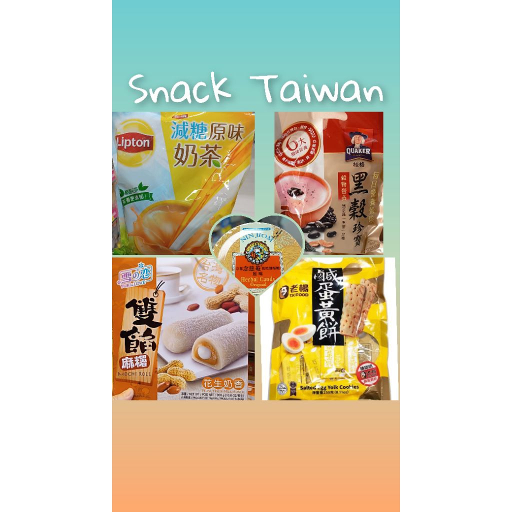 Kue Talas/Mie sapi/Salted egg yolk biscuits/Quaker Oat - Impor Taiwan