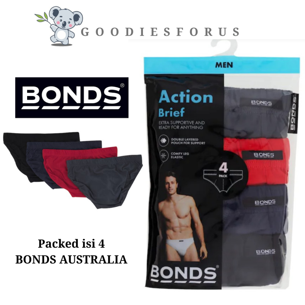 Bonds Mens Action Brief isi 4 pack/Men's Underwear/Pakaian Dalam Laki-Laki