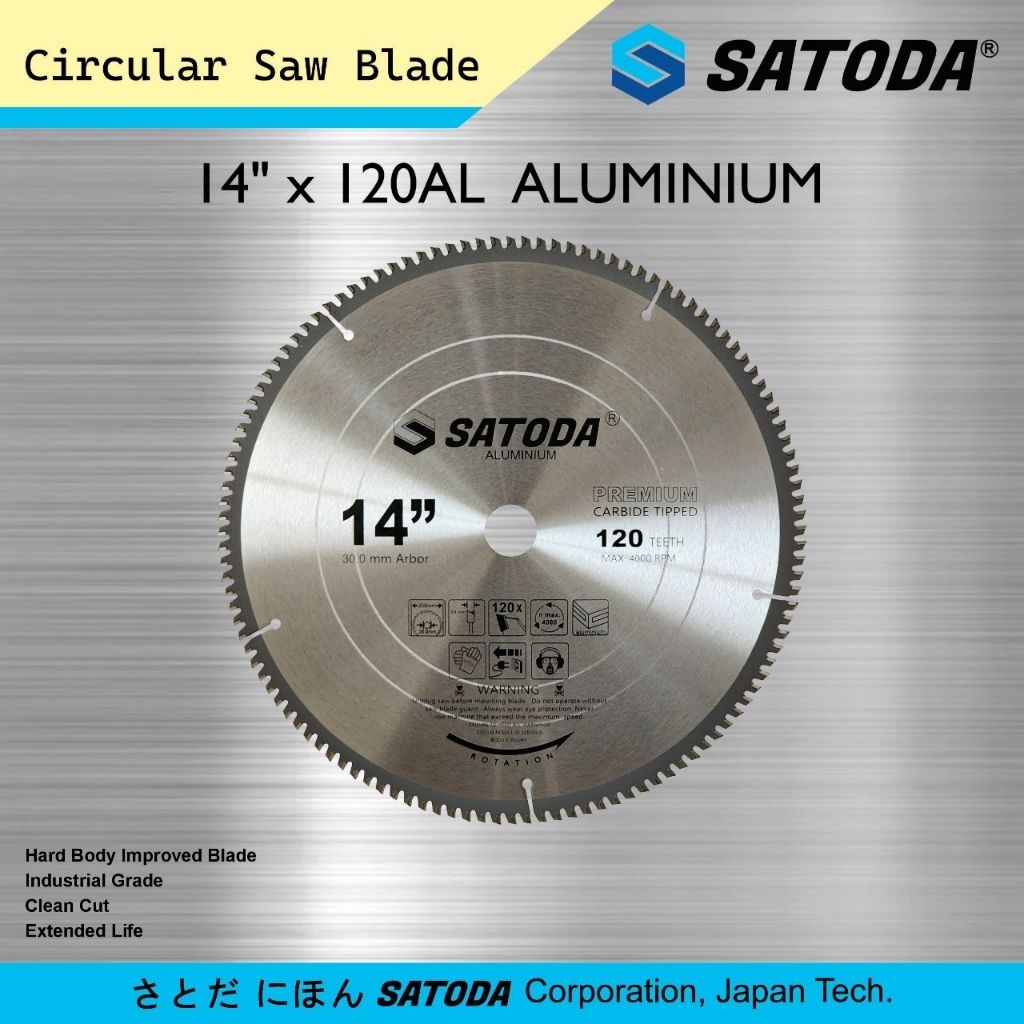 Mata Gergaji Alumunium 14 inch Satoda Circular saw Blade 100TH 120TH