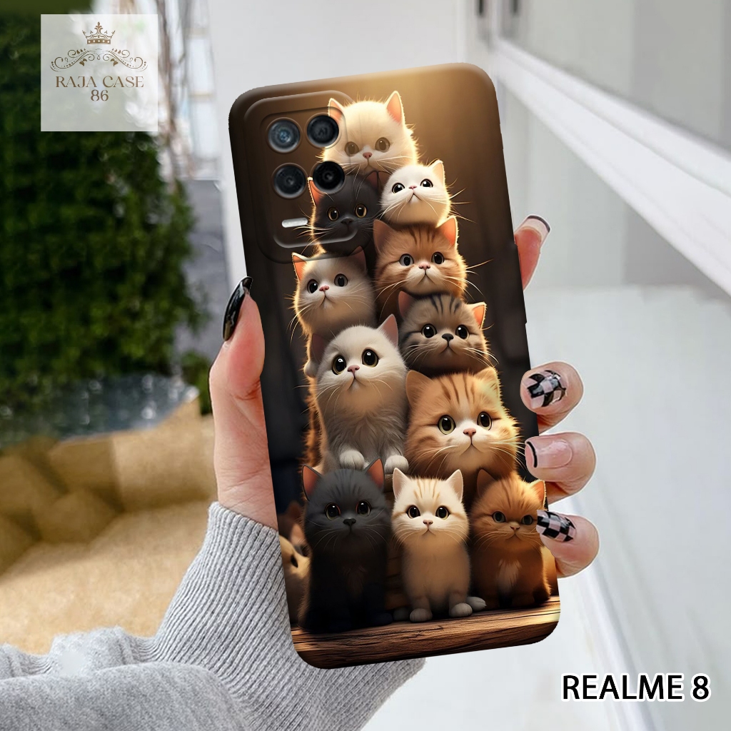 Case Realme 8 - Rajacase - casing Realme 8 - Motif case Cats - Pelindung handphone - Realme 8 - Soft