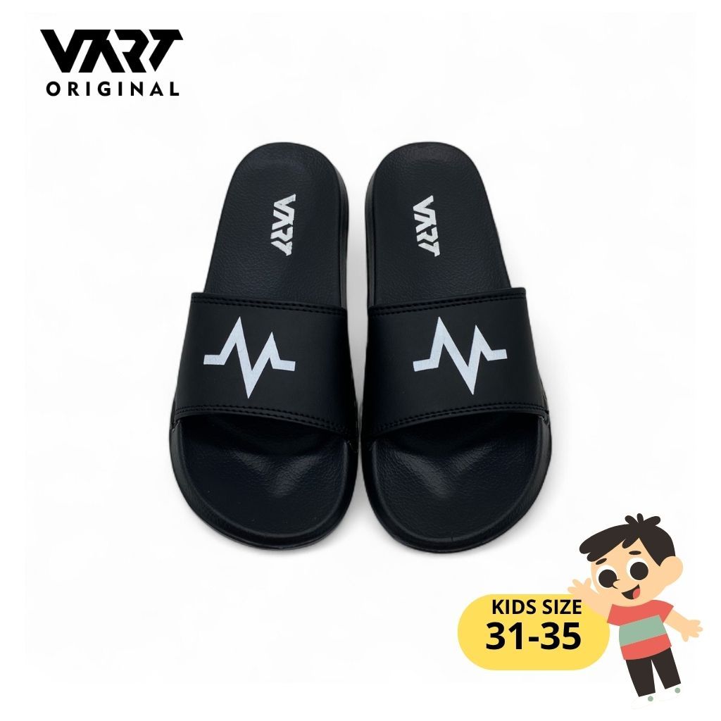 Vart- Sandal Slop Anak laki laki  Umur 4-12 Tahun Motif Wave hitam putih