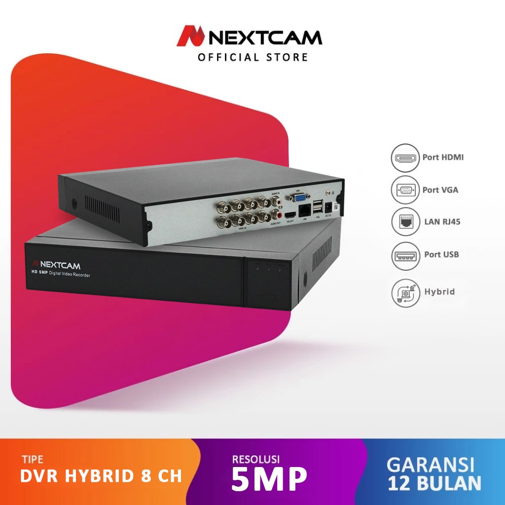 Nextcam DVR/XVR CCTV 8 Channel 5 Megapixel 5MP CloudP2P HD Bisa online HP Support Alarm