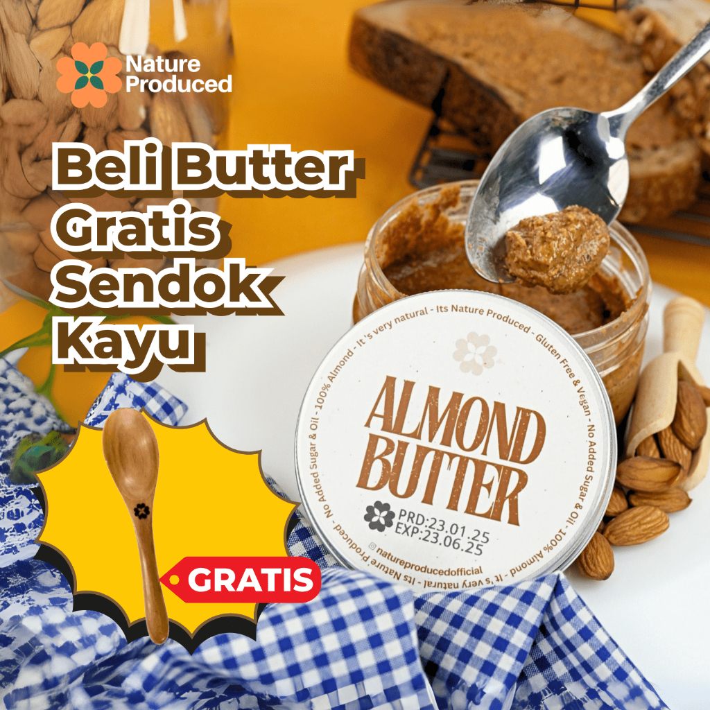 

GFD [Nature Produced] Almond Butter Halal PIRT 100% Almond Tanpa Gula Selai Sehat Vegan