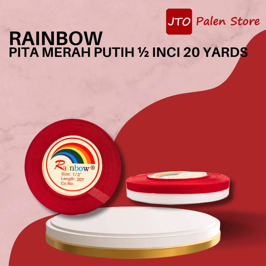 

RAINBOW Pita Merah Putih 0.5 inci 20 Yards