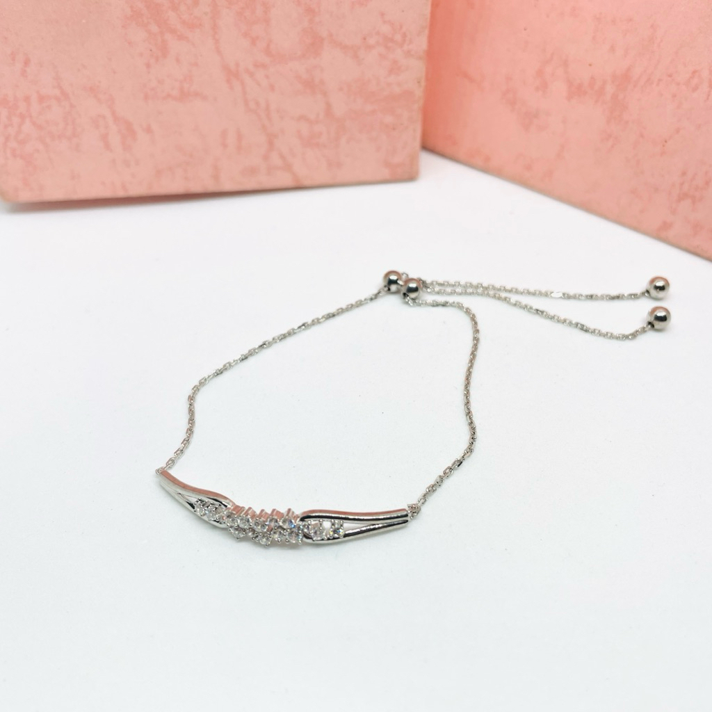 Gelang emas putih asli model serut kadar 300