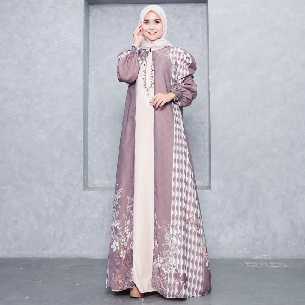 Hiraja - Set Gamis Nazwa Full Chery Ceruty Payet Handmade Premium