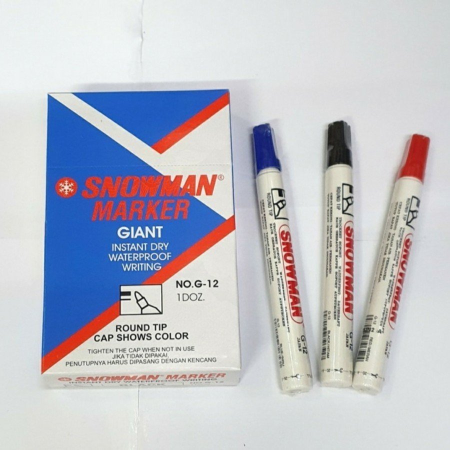 

SPIDOL G12 PERMANENT SNOWMAN HITAM G 12 / Marker Permanen -Hitam 12Pcs
