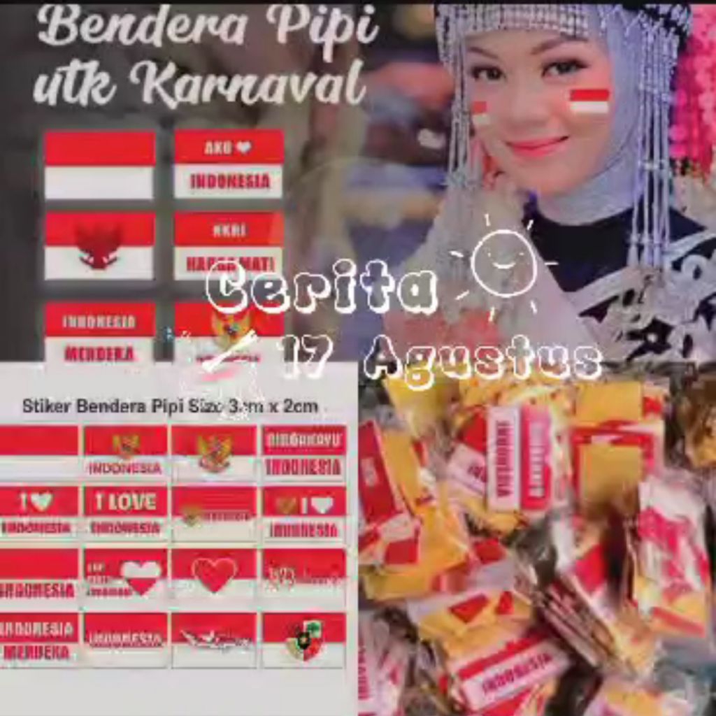 

50pcs Aneka Sticker Pipi Merah Putih uk20x30.