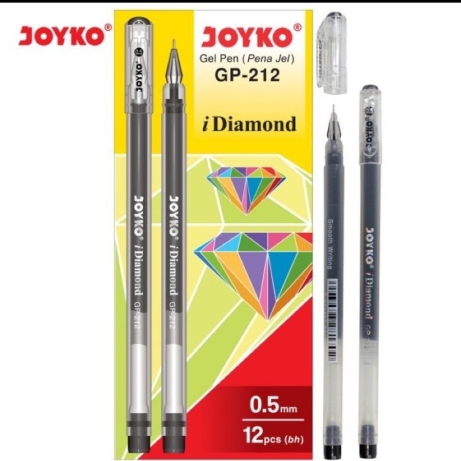 

[ 1 BOX / 12 PCS ] Gel Pen Pulpen Pena Joyko GP-212 iDiamond 0.5 mm