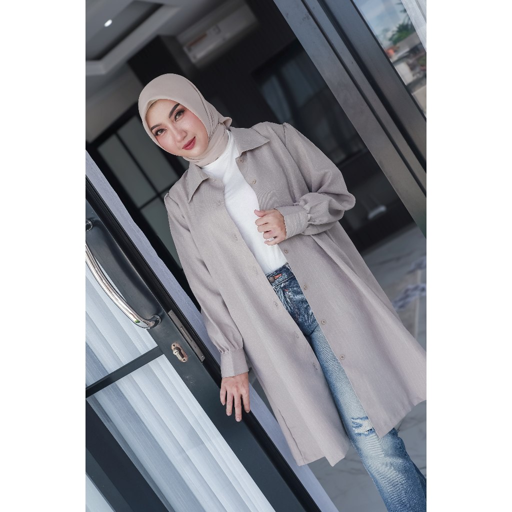 POESPA SERAYA Havermut Stripe Tunik Semi Wool Premium