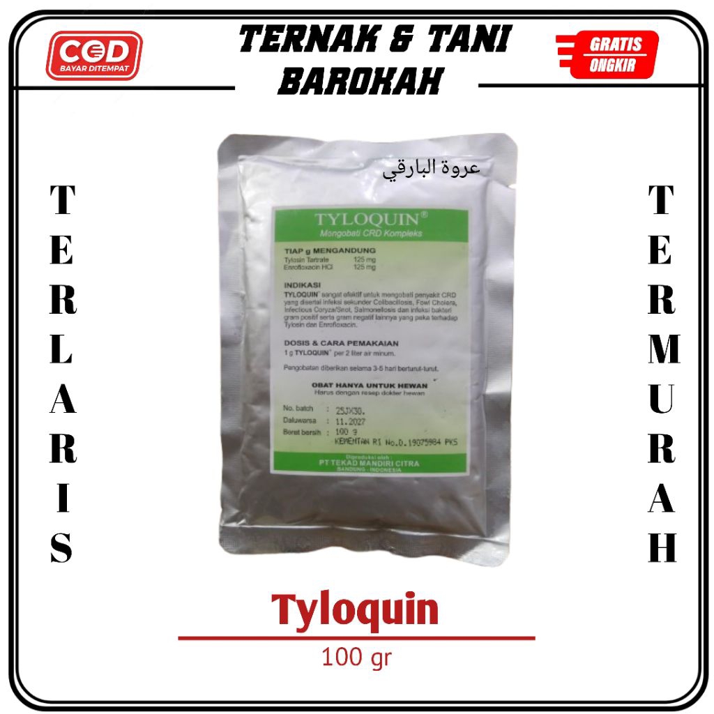 Tyloquin 100 Gram CRD Kompleks - Obat Saluran Pernafasan Pencernaan dan Kemih Ayam