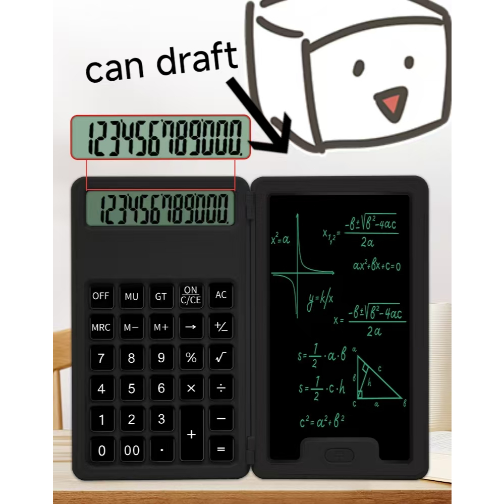 

Calculator handwriting board foldable portable 12 digit handwriting fine handwriting children's drawing board arithmetic calculator