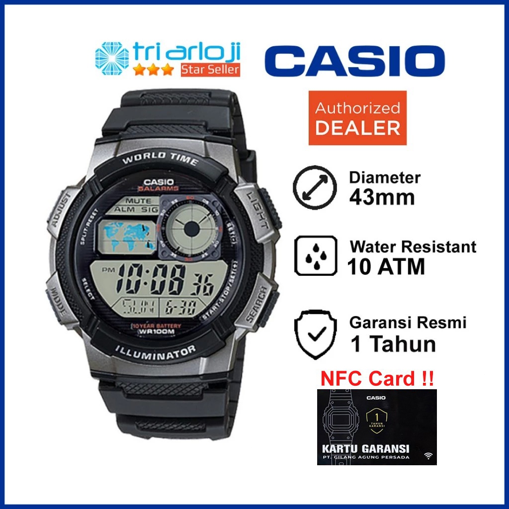 CASIO AE-1000W-1BVDF Jam Tangan Pria Digital AE1000W AE-1000W-1B