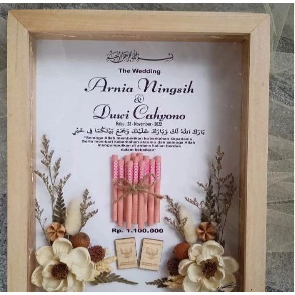 pigura mahar 3d/frame mahar kayu Rustic