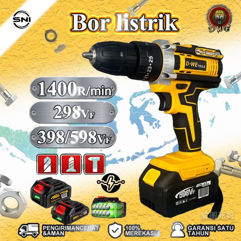 DWE 1200r/min bor elektrik mesin bor baterai bor cordless bor listrik Bor Listrik Mesin Bor