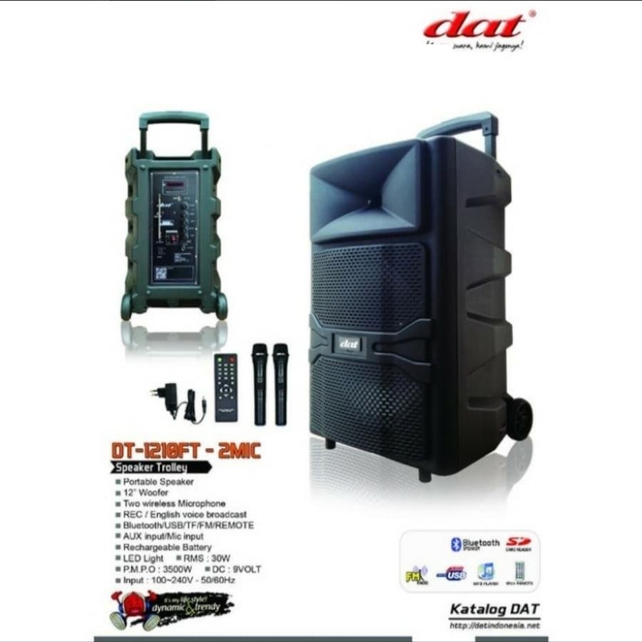SPEAKER PORTABLE DAT DT 1210FT 12 INCH DAT DT 1210 FT MIC WIRELESS ORI