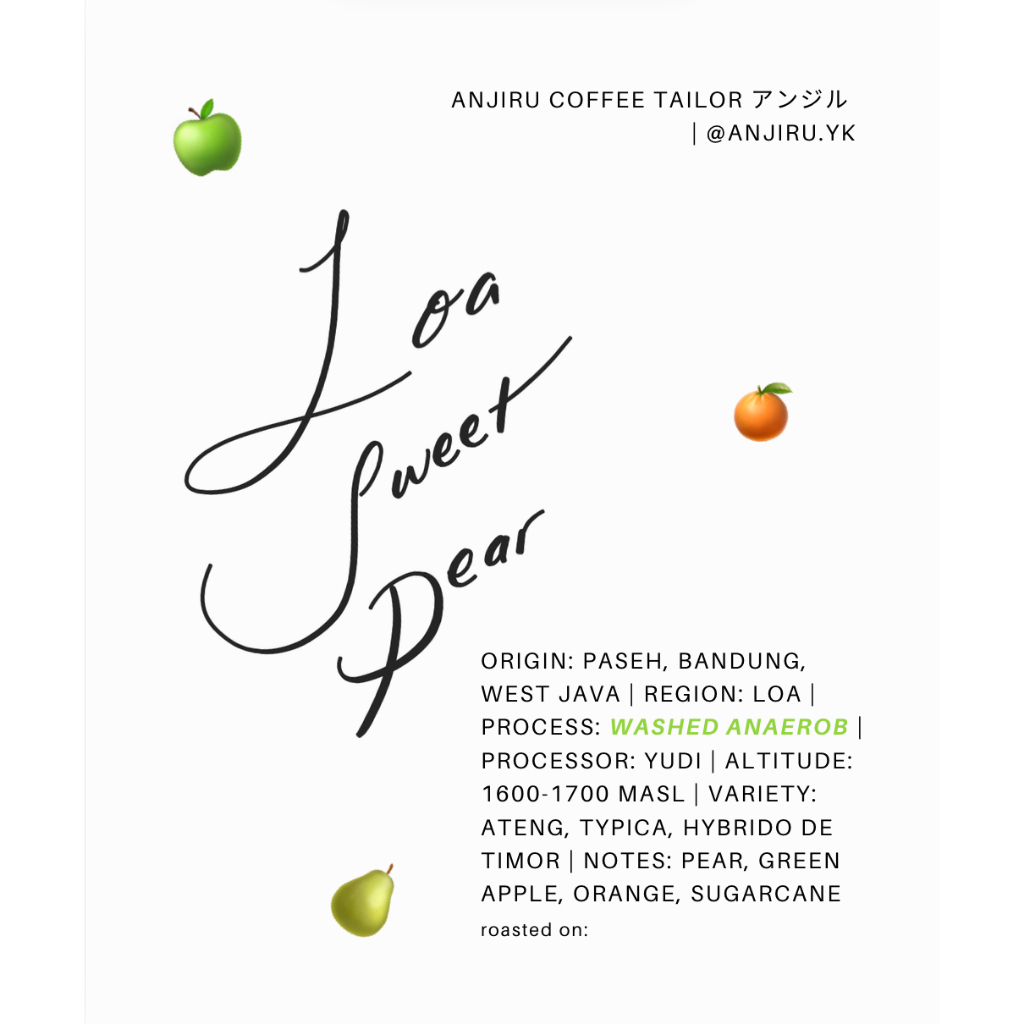 

Loa Sweet Pear - Kopi Arabika Loa Paseh West Java Washed Anaerob Filter Roast Coffee Single Origin (BIJI/BUBUK)