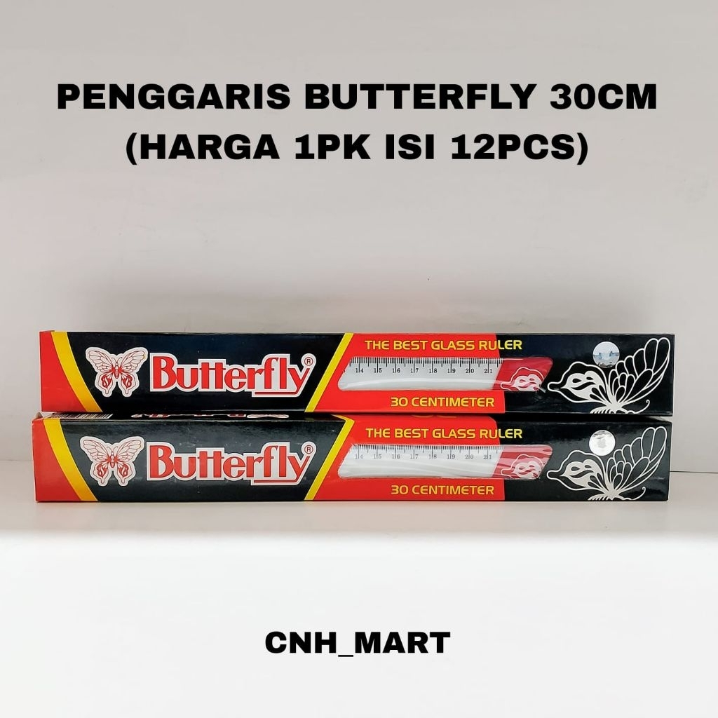 

(12PCS) Pengaris Butterfly Plastik 30CM Ori - Pengaris - Garisan Mika Bening Butterfly 30CM