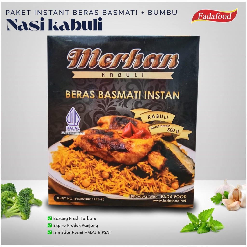 

MERHAN KABULI 500gr Paket Beras Basmati Instant Nasi Kebuli Praktis Beras Plus Bumbu Powder Rempah