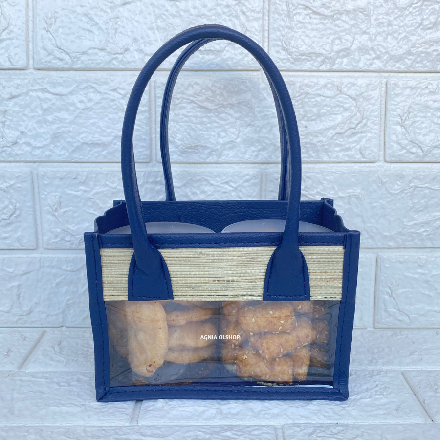 

Tas Hampers Mendong Untuk Isi 2 Toples Silinder (Navy Blue) Keranjang Parcel Mika