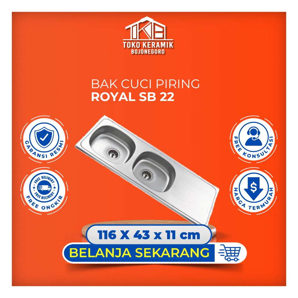 Bak Cuci Piring Sink Stainless Kitchen Set Astetic Royal SB 22 2 Lubang + Meja