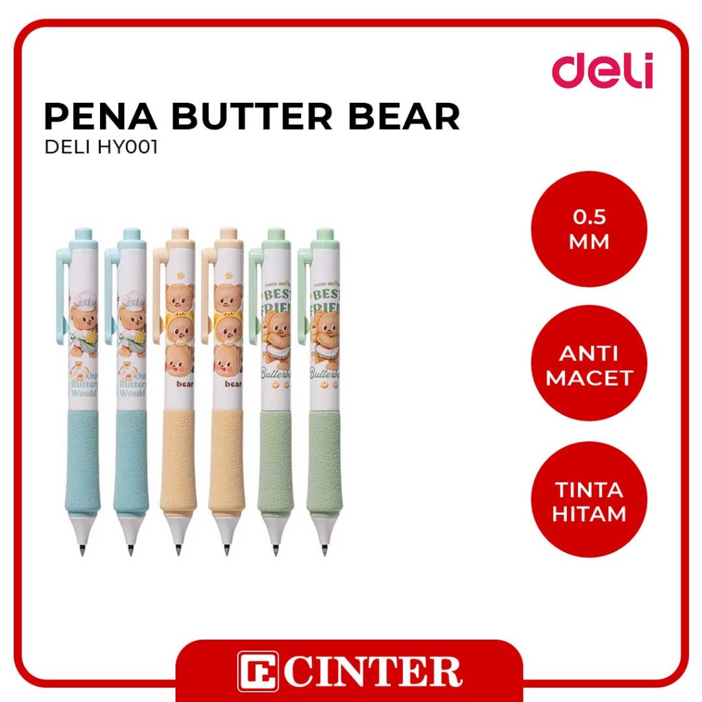 

DELI - PULPEN / PEN / PENA HY001 BUTTER BEAR 0.5MM GEL BLACK